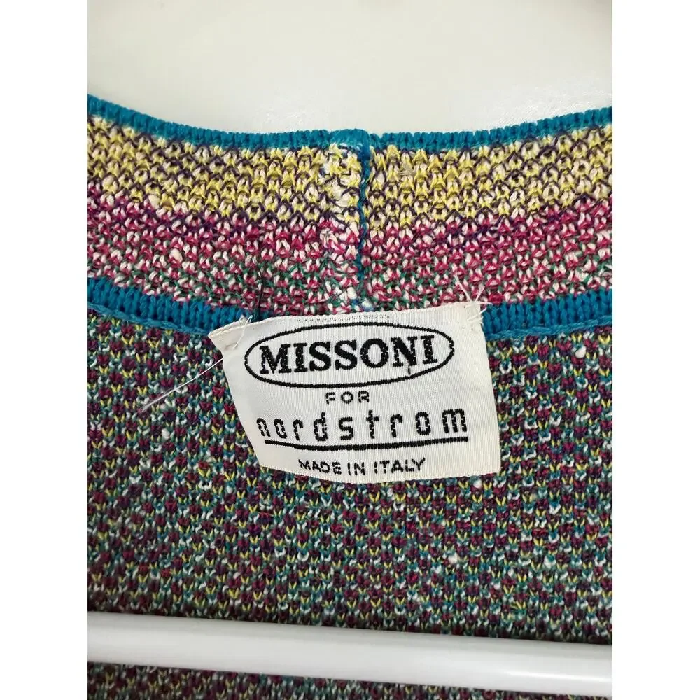 Missoni For Nordstrom Vintage Knit Double Pocket Swirl Vest Cardigan US 12